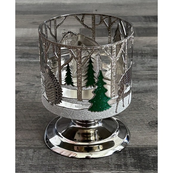 Bath & Body Works Glitter Metal Pedestal 14.5 Oz 3 Wick Candle Holder Christmas - Picture 4 of 9